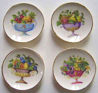 Dollhouse Miniature 4 Fruit Bowl Plates